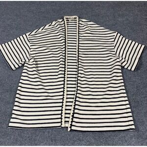 The‎ Korner Sweater Womens One Size White Striped Open Front Oversized Comfort